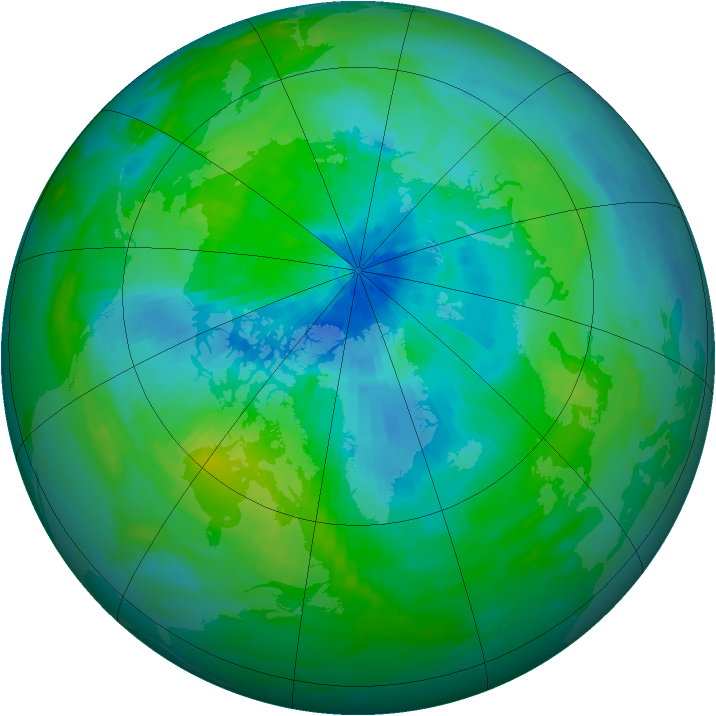 Arctic ozone map for 11 September 1986